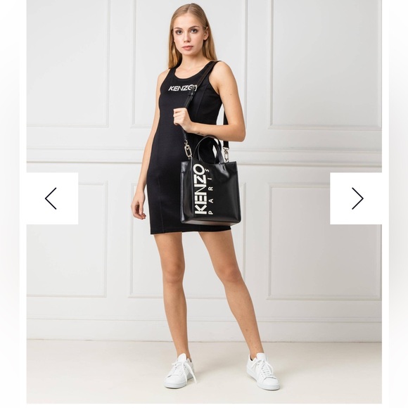 KENZO Paris logo black leather tote bag/crossbody bag - Picture 14 of 16